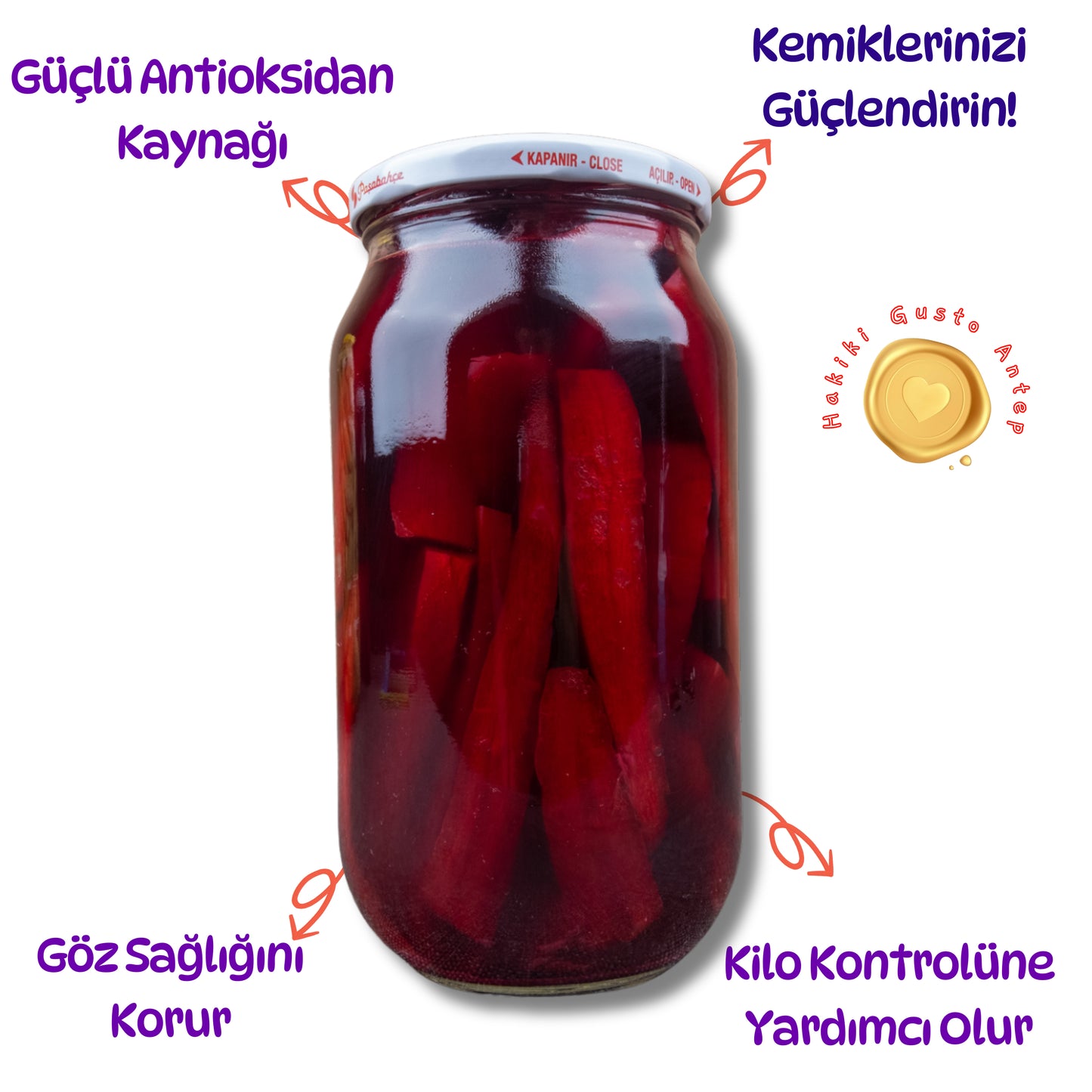 Mor Havuç Turşusu – Gaziantep Usulü Ev Yapımı | Ali Fermante 1000 CC Cam Kavanoz