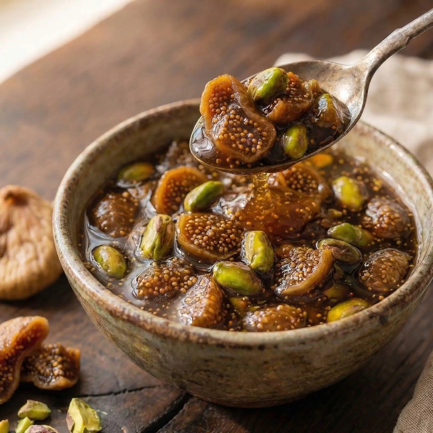 Ali Fermante Doğal Antep Fıstıklı Kuru İncir Reçeli | Gurme Lezzet (430cc Cam Kavanoz)