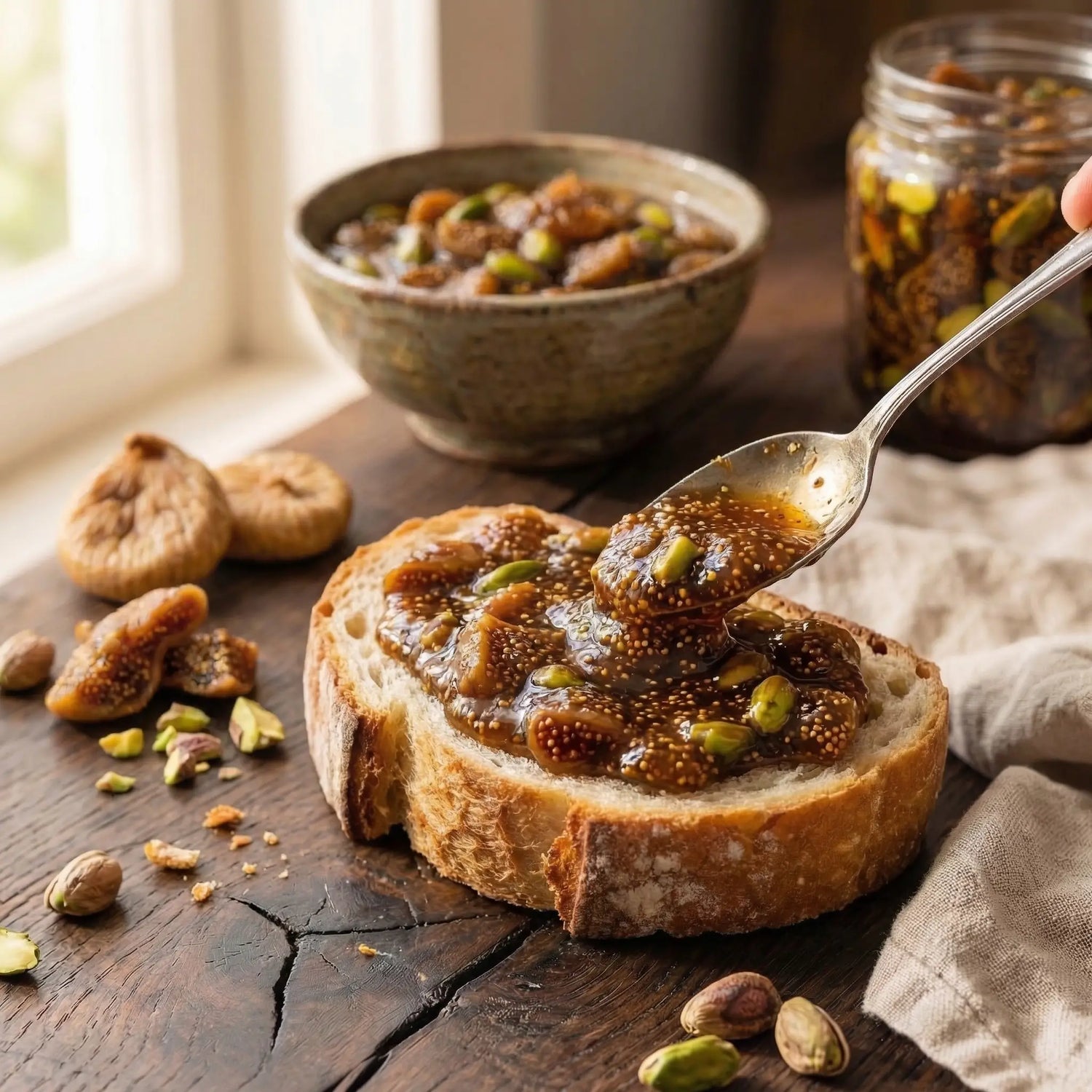 Ali Fermante Doğal Antep Fıstıklı Kuru İncir Reçeli | Gurme Lezzet (430cc Cam Kavanoz)