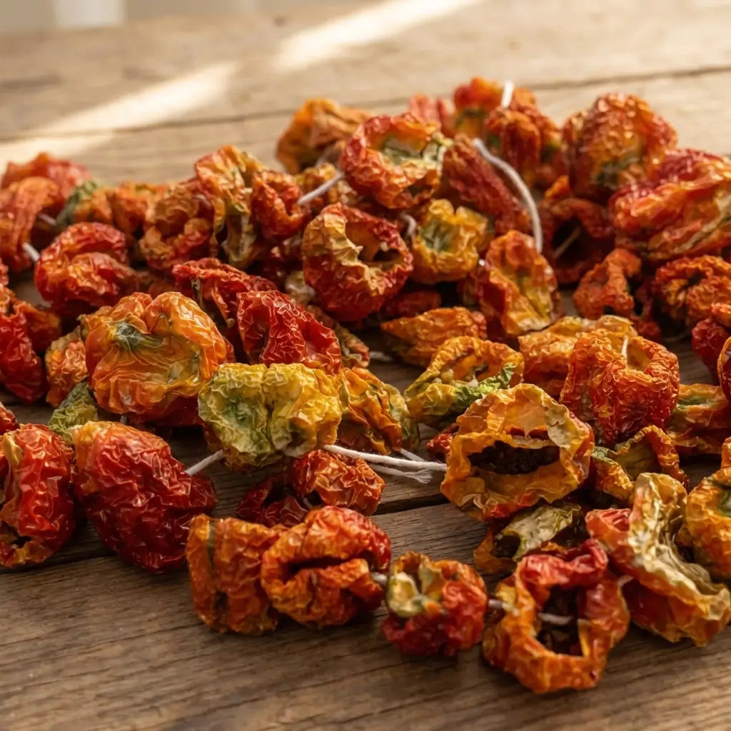 Ali Fermante Güneşte Kurutulmuş Dolmalık Acı Biber | İnce Kabuklu Antep Lezzeti (1 İp / 50 Adet)