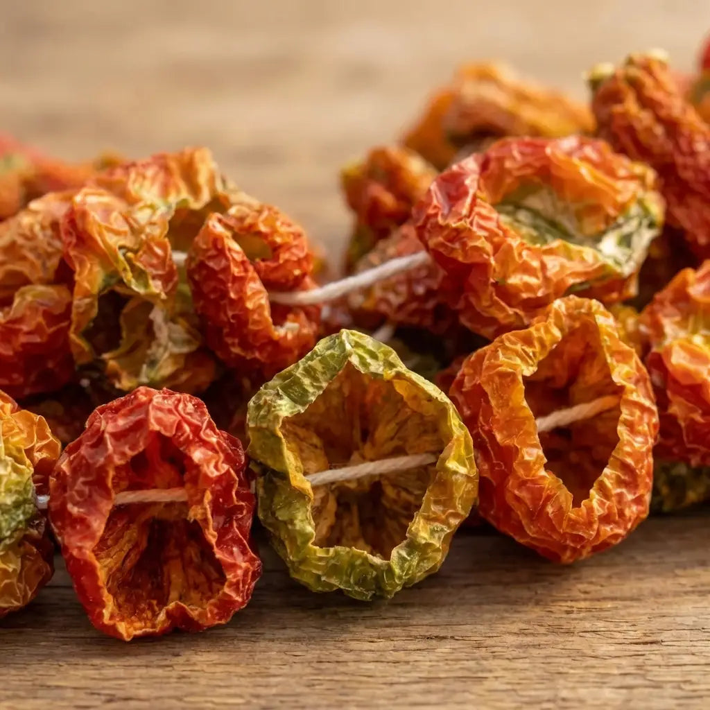 Ali Fermante Güneşte Kurutulmuş Dolmalık Acı Biber | İnce Kabuklu Antep Lezzeti (1 İp / 50 Adet)