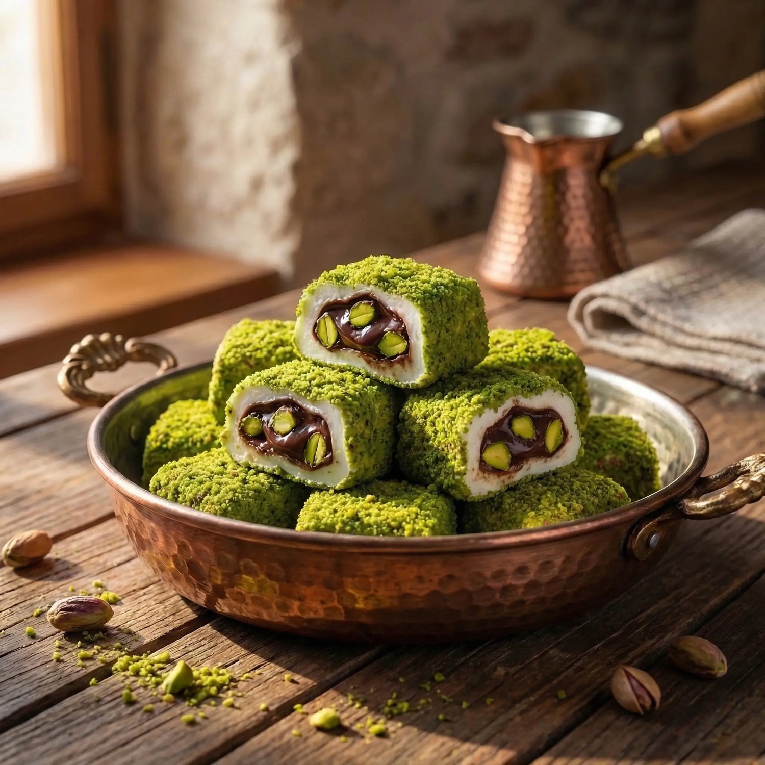 Toz Fıstıklı ve Çikolatalı Lokum – Doğal ve Katkısız | Ali Fermante (500 Gr)