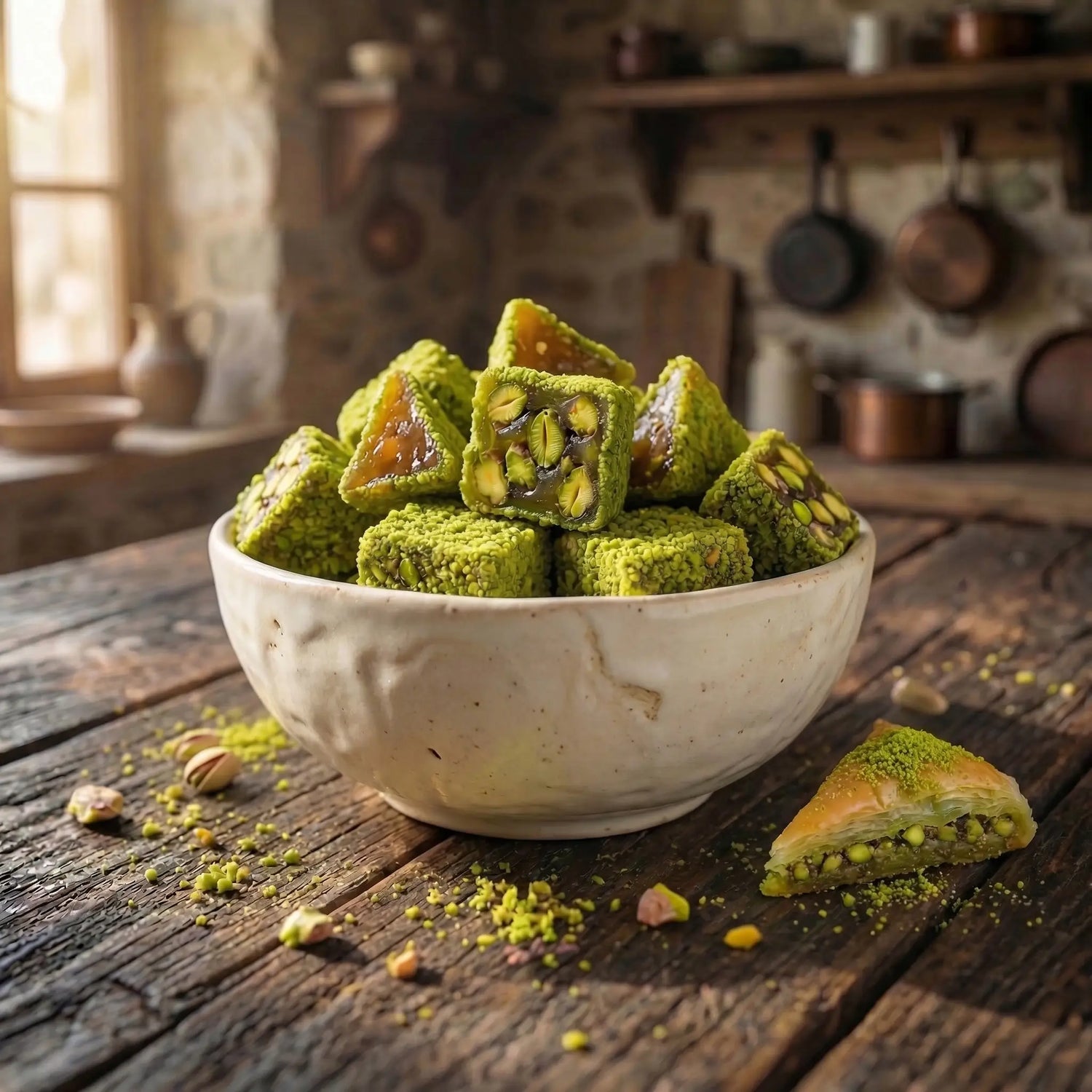 Ali Fermante Fıstıklı Kare Dilim Lokum | Geleneksel Doğal ve Katkısız Lezzet (500 Gr)