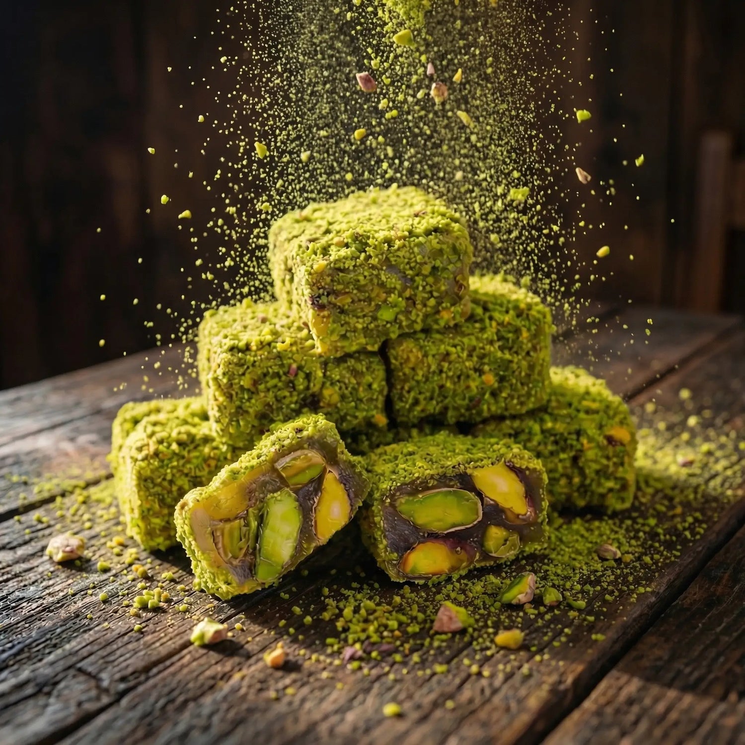 Ali Fermante Fıstıklı Kare Dilim Lokum | Geleneksel Doğal ve Katkısız Lezzet (500 Gr)