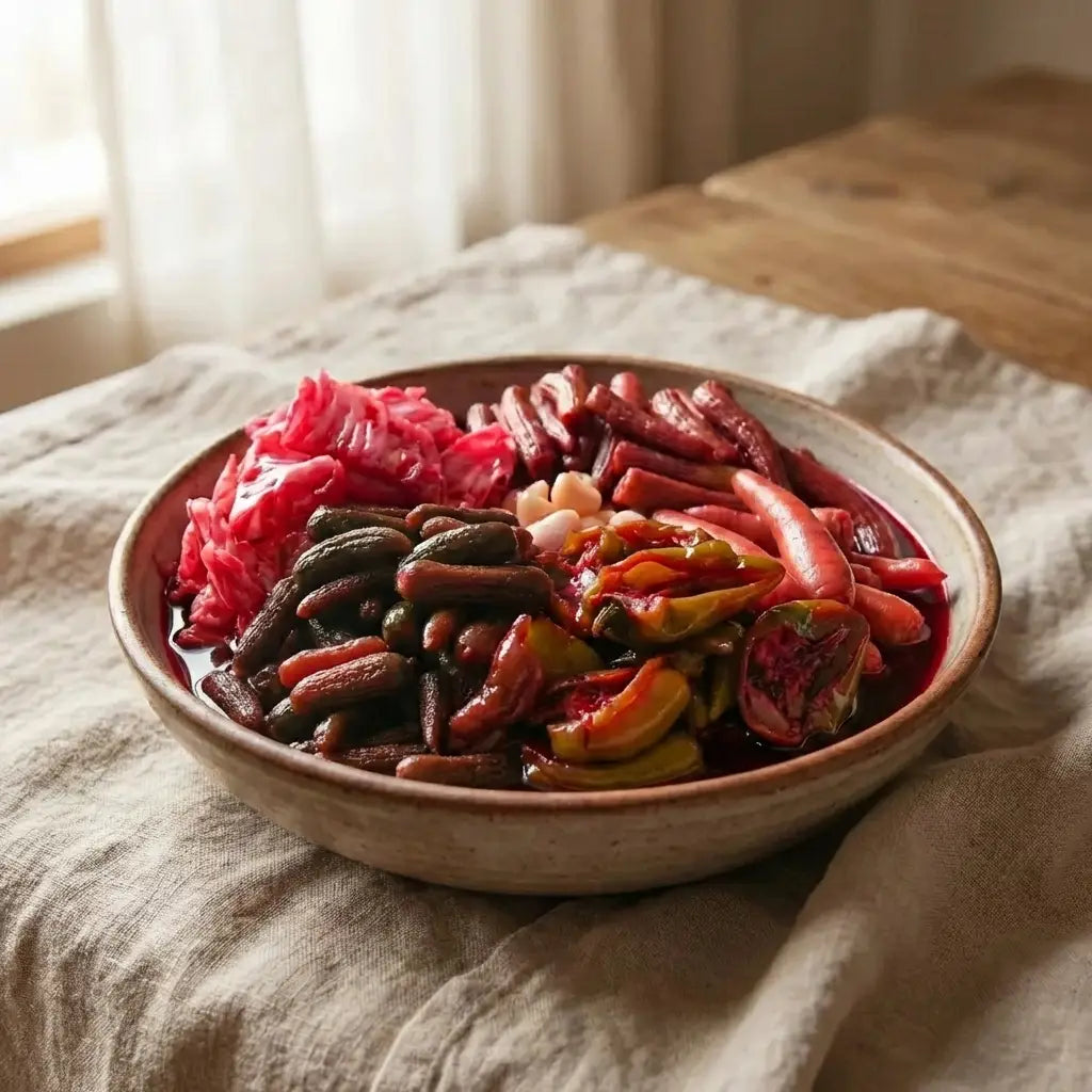 Gurme Antep Usulü Kırmızı Pancar Sulu Karışık Turşu | Acısız, Kütür Kütür (5 Litre)